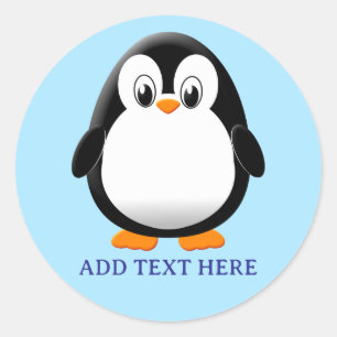 Schattigee Penguin Cartoon Custom Blue Ronde Sticker