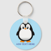 Schattigee Penguin Cartoon Custom Blue Sleutelhanger (Voorkant)