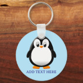 Schattigee Penguin Cartoon Custom Blue Sleutelhanger (Achterkant)