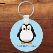 Schattigee Penguin Cartoon Custom Blue Sleutelhanger (Voorkant)