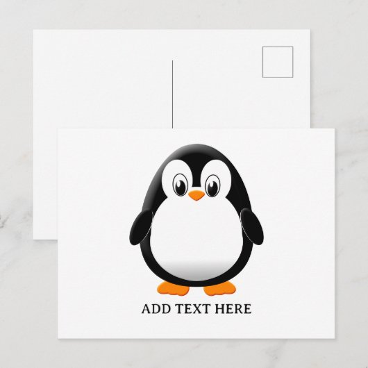 Schattigee Penguin Cartoon Custom Briefkaart (Voorkant / Achterkant)