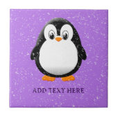 Schattigee Penguin Cartoon Custom Paarse Tegeltje (Voorkant)