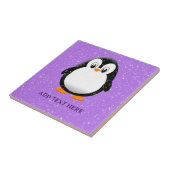 Schattigee Penguin Cartoon Custom Paarse Tegeltje (Zijkant)