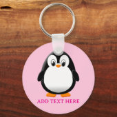 Schattigee Penguin Cartoon Custom Pink Sleutelhanger (Voorkant)