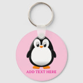 Schattigee Penguin Cartoon Custom Pink Sleutelhanger (Achterkant)