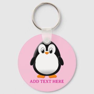 Schattigee Penguin Cartoon Custom Pink Sleutelhanger