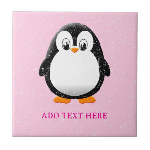 Schattigee Penguin Cartoon Custom Pink Tegeltje
