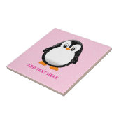 Schattigee Penguin Cartoon Custom Pink Tegeltje (Zijkant)