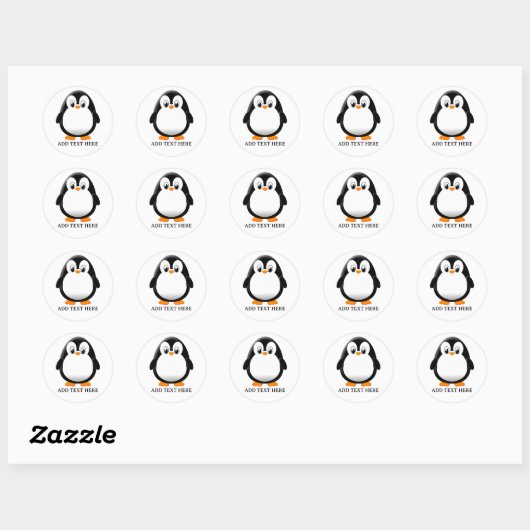 Schattigee Penguin Cartoon Custom Ronde Sticker (Vel)