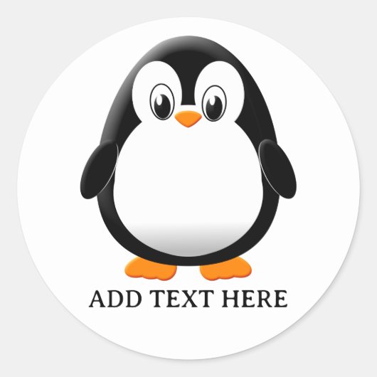 Schattigee Penguin Cartoon Custom Ronde Sticker (Voorkant)