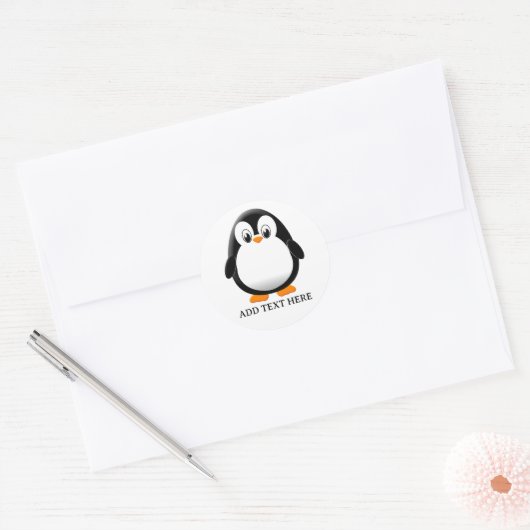Schattigee Penguin Cartoon Custom Ronde Sticker (Envelop)