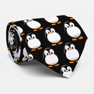 Schattigee Penguin Cartoon Light Black Stropdas