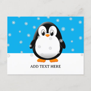 Schattigee Penguin Cartoon Sneeuwvlokken Custom Briefkaart