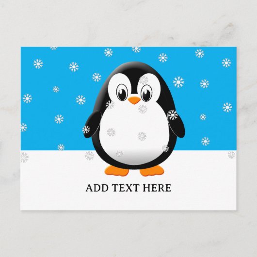 Schattigee Penguin Cartoon Sneeuwvlokken Custom Briefkaart (Voorkant)