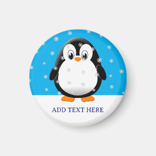 Schattigee Penguin Cartoon Sneeuwvlokken Custom Magneet