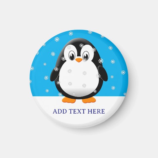 Schattigee Penguin Cartoon Sneeuwvlokken Custom Magneet (Voorkant)