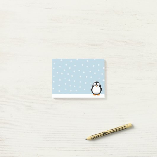 Schattigee Penguin Cartoon Sneeuwvlokken Custom Post-it® Notes (Op bureau)
