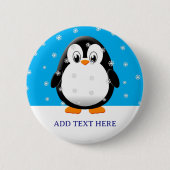 Schattigee Penguin Cartoon Sneeuwvlokken Custom Ronde Button 5,7 Cm (Voorkant)