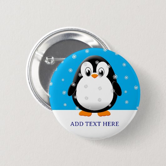 Schattigee Penguin Cartoon Sneeuwvlokken Custom Ronde Button 5,7 Cm (Voorkant /achterkant)