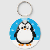 Schattigee Penguin Cartoon Sneeuwvlokken Custom Sleutelhanger (Voorkant)