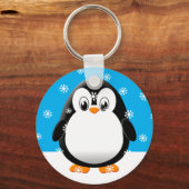 Schattigee Penguin Cartoon Sneeuwvlokken Custom Sleutelhanger (Voorkant)