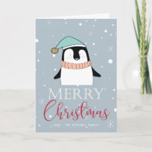 Schattigee Penguin Christmas Kaart Cartoon stijl