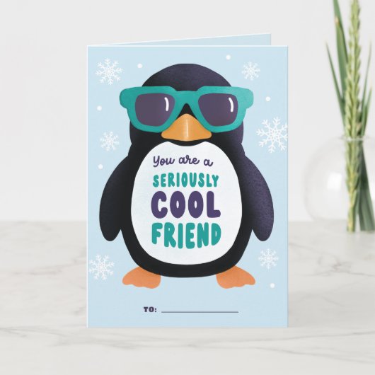 Schattigee Penguin Cool Friend Classroom Valentijn Feestdagen Kaart (Voorkant)