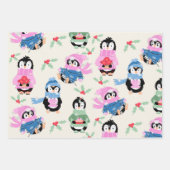 Schattigee Penguin en Stripes Patronen Wrapping Pa Inpakpapier Vel (Voorkant)