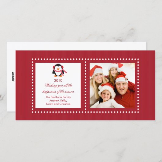 Schattigee Penguin Familie Kerstkaart (Voorkant / Achterkant)