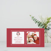 Schattigee Penguin Familie Kerstkaart (Staand voorkant)