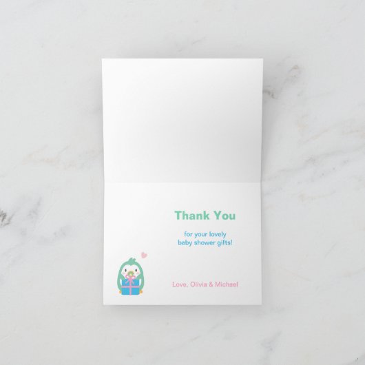 Schattigee Penguin Family Baby shower Dank u Kaart (Binnen)