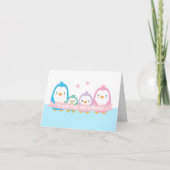 Schattigee Penguin Family Baby shower Dank u Kaart (Voorkant)