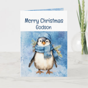 Schattigee Penguin Fun Animal Godson Christmas Kaart