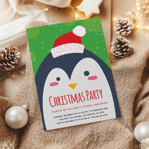 Schattigee Penguin Kerstfeest Uitnodiging