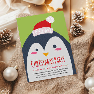 Schattigee Penguin Kerstfeest Uitnodiging