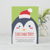 Schattigee Penguin Kerstfeest Uitnodiging (Staand voorkant)