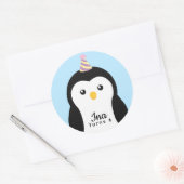 Schattigee Penguin Kids Verjaardag Ronde Sticker (Envelop)