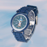 Schattigee Penguin Kind Blue Watch met naam Horloge<br><div class="desc">Een schattig blauw kind genderneutraal horloge met een pinguïn die wat warme cacao drink. Personaliseer het met de naam van het kind. Maakt een geweldig kerstcadeau,  kous stuffer of verjaardagscadeau. © ArianeC Illustraties-Alle rechten voorbehouden</div>