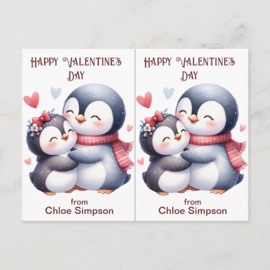 Schattigee Penguin Kind Valentijn Party Classroom  Briefkaart (Voorkant)