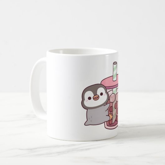 Schattigee Penguin Knuffelen Iced Bubble Tea Koffiemok (Voorkant links)