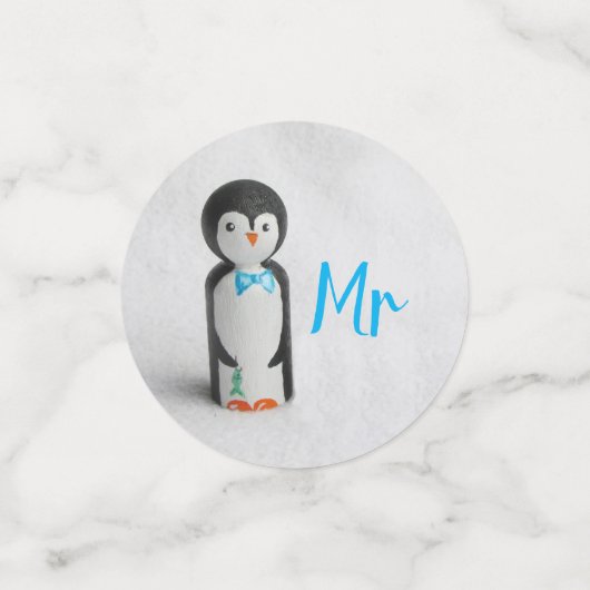 Schattigee Penguin Mr. & Mrs. Winter Wedding Confetti (Kleine voorkant)