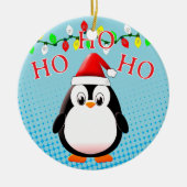 Schattigee Penguin Santa Hat kerstverlichting Keramisch Ornament (Voorkant)