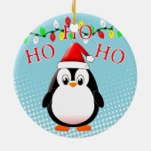 Schattigee Penguin Santa Hat kerstverlichting Keramisch Ornament (Achterkant)