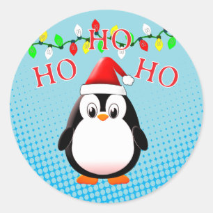 Schattigee Penguin Santa Hat kerstverlichting Ronde Sticker