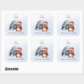 Schattigee Penguin Santa Hat Sneeuwvlokken Kinder  Vierkante Sticker (Vel)