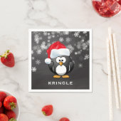 Schattigee Penguin Santa Snowflakes Krijtbord Kers Servet (Insitu)