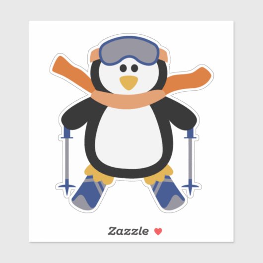 Schattigee Penguin Ski Kerstmis Contour Sticker (Vel)