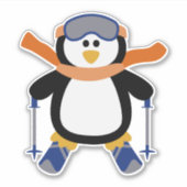 Schattigee Penguin Ski Kerstmis Contour Sticker (Voorkant)