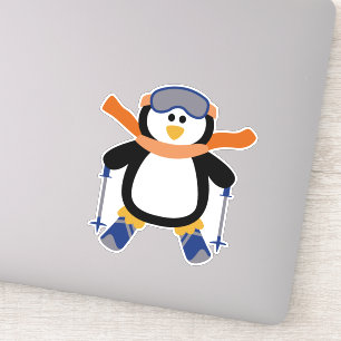 Schattigee Penguin Ski Kerstmis Contour Sticker