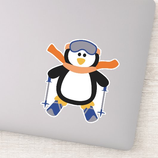 Schattigee Penguin Ski Kerstmis Contour Sticker (Detail)